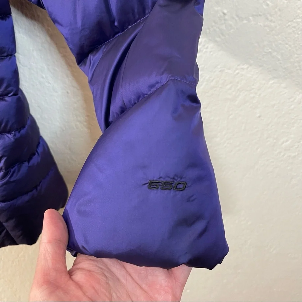 The North Face 550 Puffer Down Jacket Girl Large (14/16) Purple Pockets Outdoor